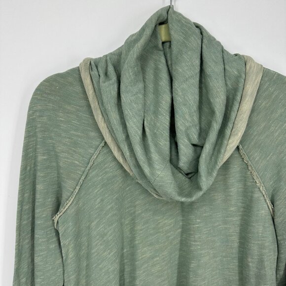 Free People Beach Two Body Cowl Neck Pullover Top M / L Long Sleeves Tunic Green - Picture 5 of 9